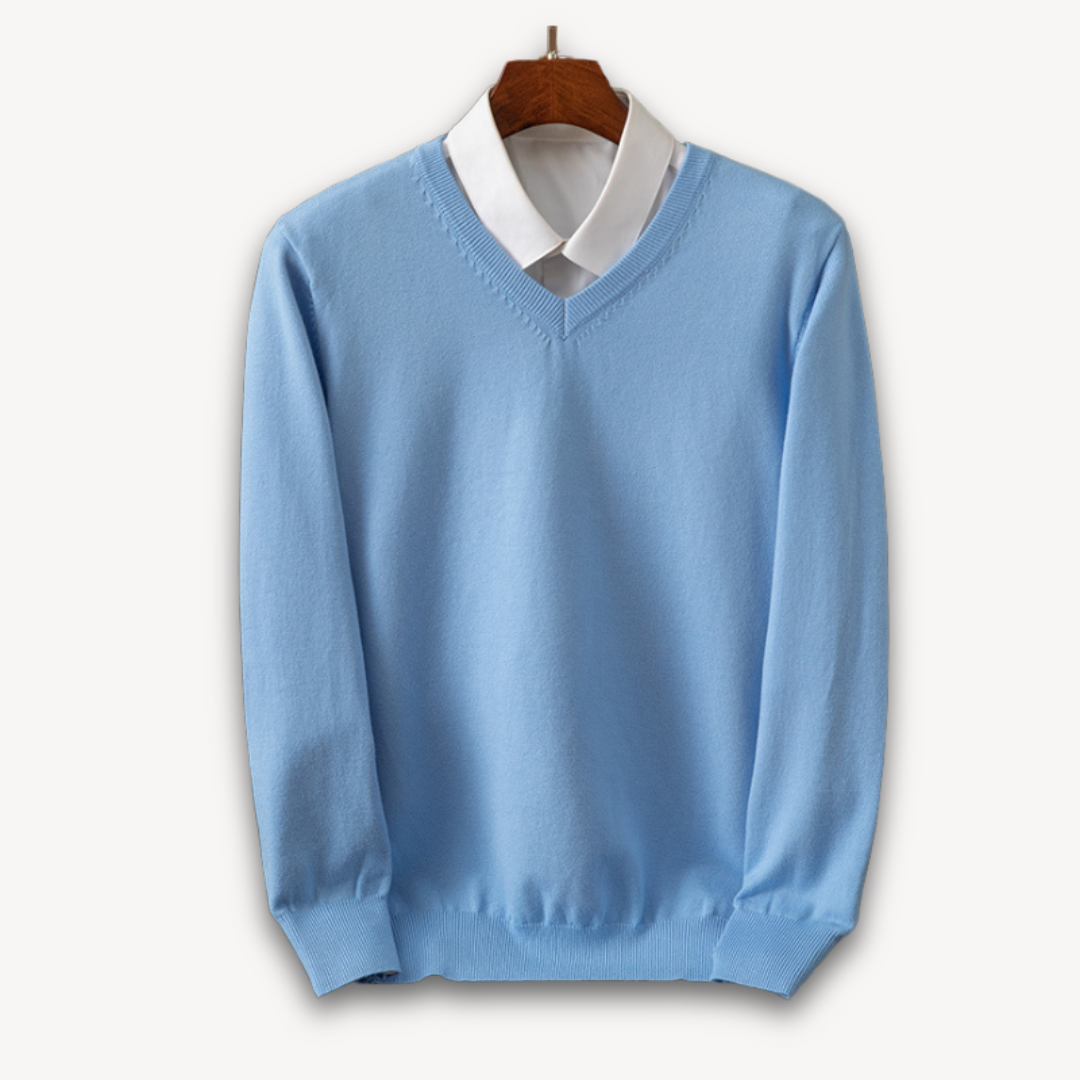 Khyran Men’s Jumper | Cashmere V-Neck for Autumn