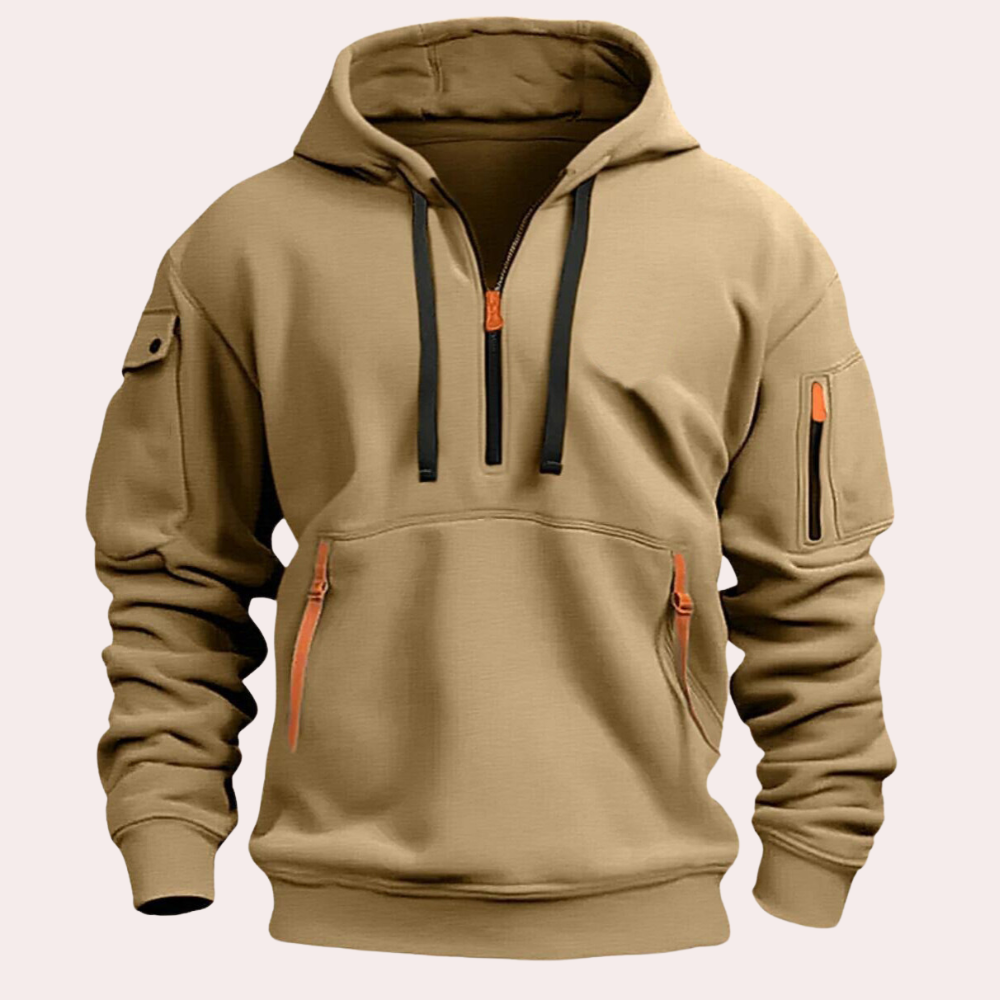 Jaxen Men’s Hoodie | Cotton Hoodie with Drawstring Hood, Kangaroo Pocket, and Long Sleeves for Autumn