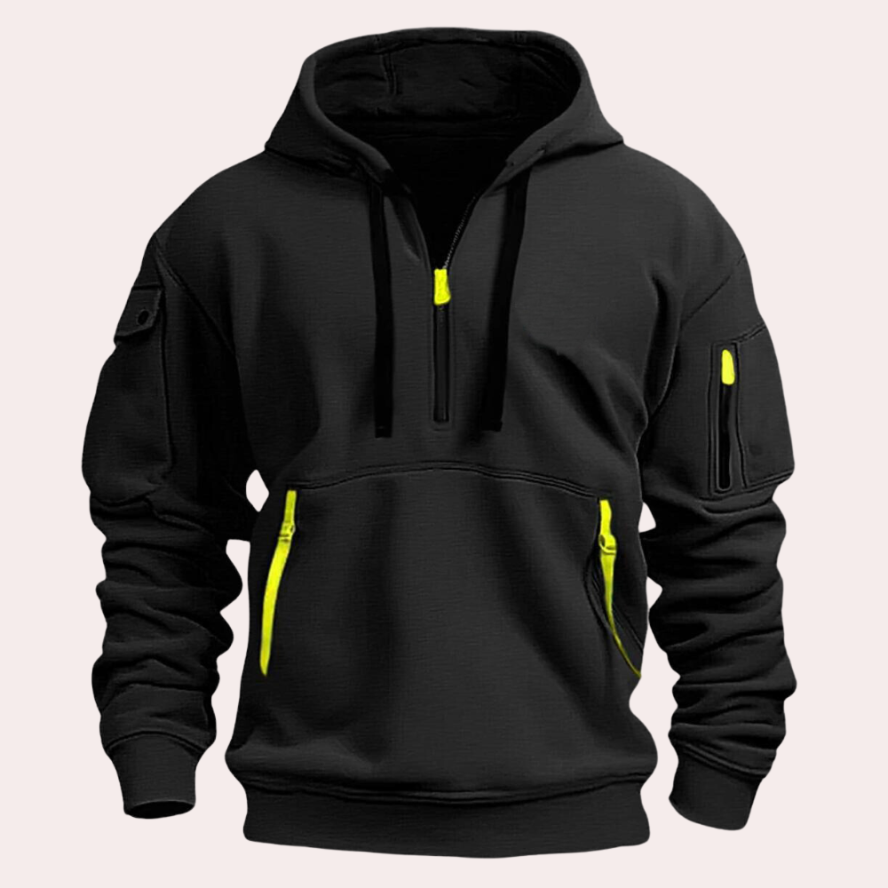 Jaxen Men’s Hoodie | Cotton Hoodie with Drawstring Hood, Kangaroo Pocket, and Long Sleeves for Autumn