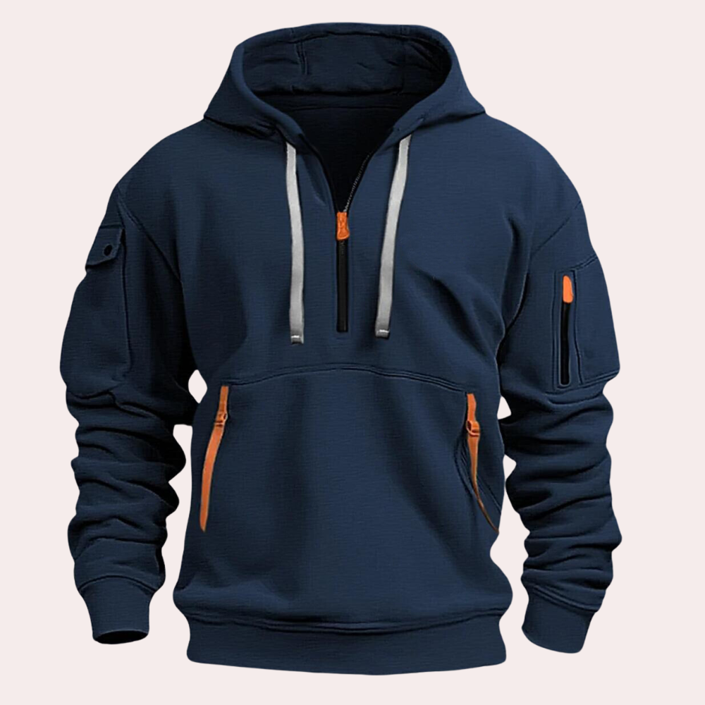 Jaxen Men’s Hoodie | Cotton Hoodie with Drawstring Hood, Kangaroo Pocket, and Long Sleeves for Autumn