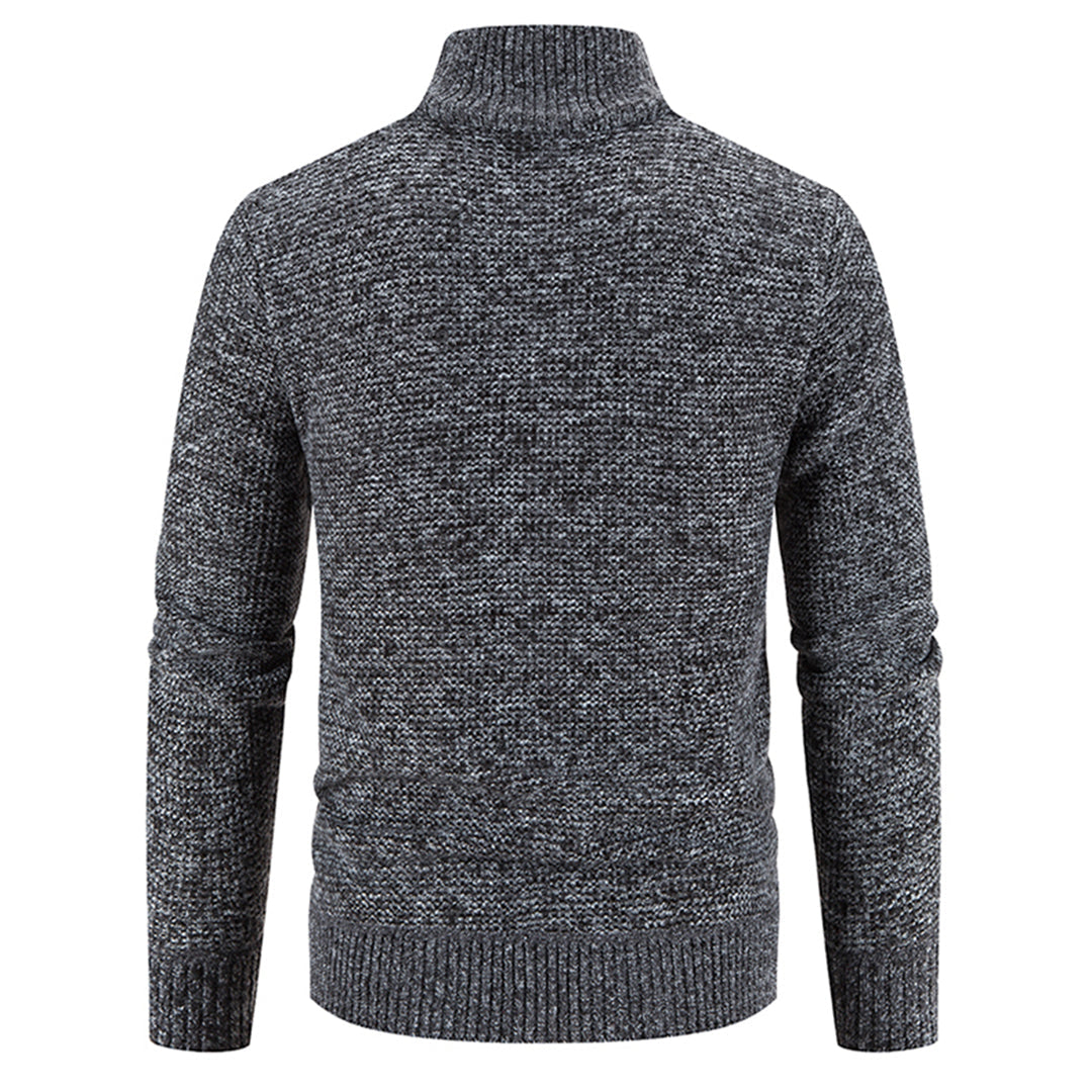 Jairoz Men’s Cardigan | Knitted Zip-Up Cardigan with High Collar and Long Sleeves for Autumn