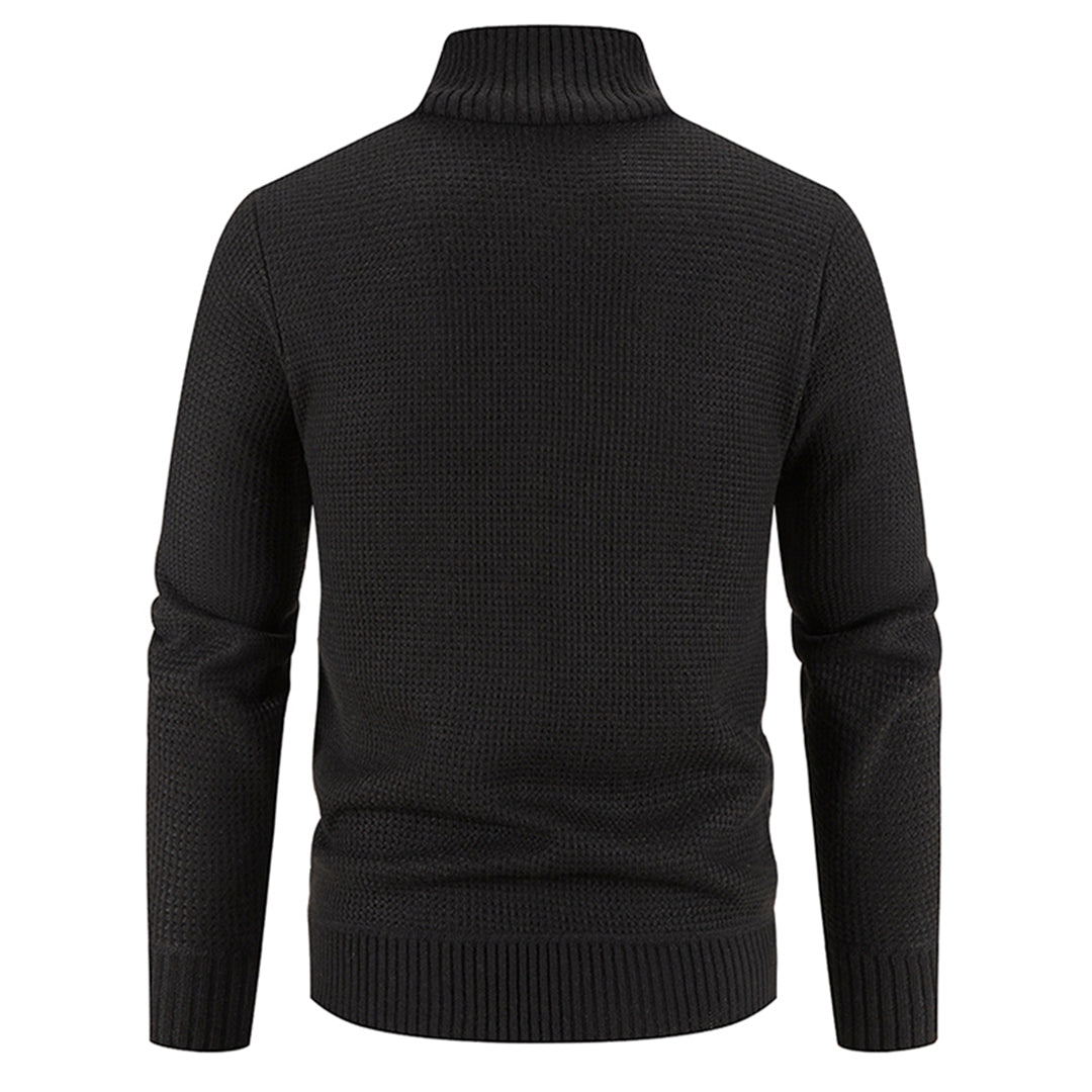 Jairoz Men’s Cardigan | Knitted Zip-Up Cardigan with High Collar and Long Sleeves for Autumn