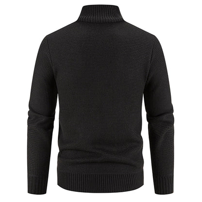 Jairoz Men’s Cardigan | Knitted Zip-Up Cardigan with High Collar and Long Sleeves for Autumn