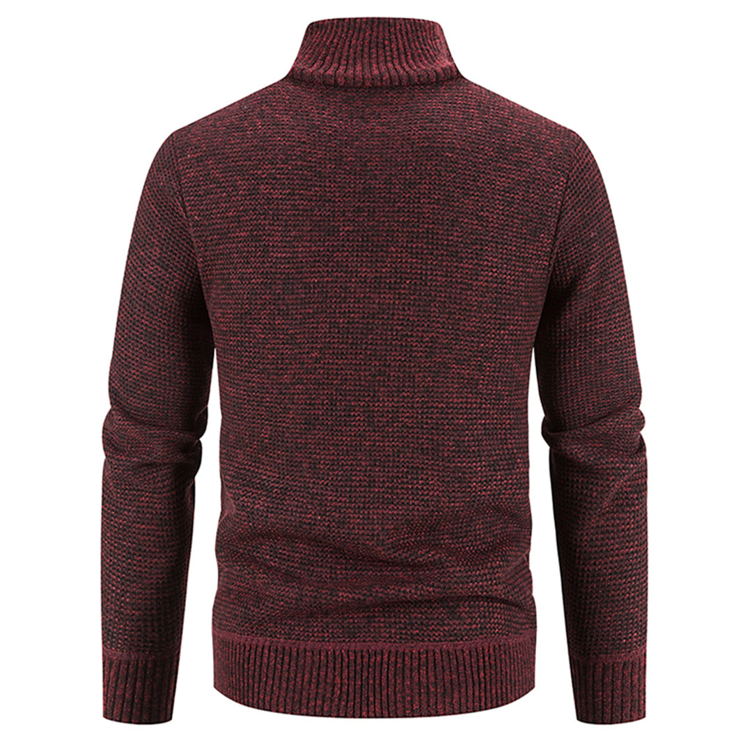 Jairoz Men’s Cardigan | Knitted Zip-Up Cardigan with High Collar and Long Sleeves for Autumn
