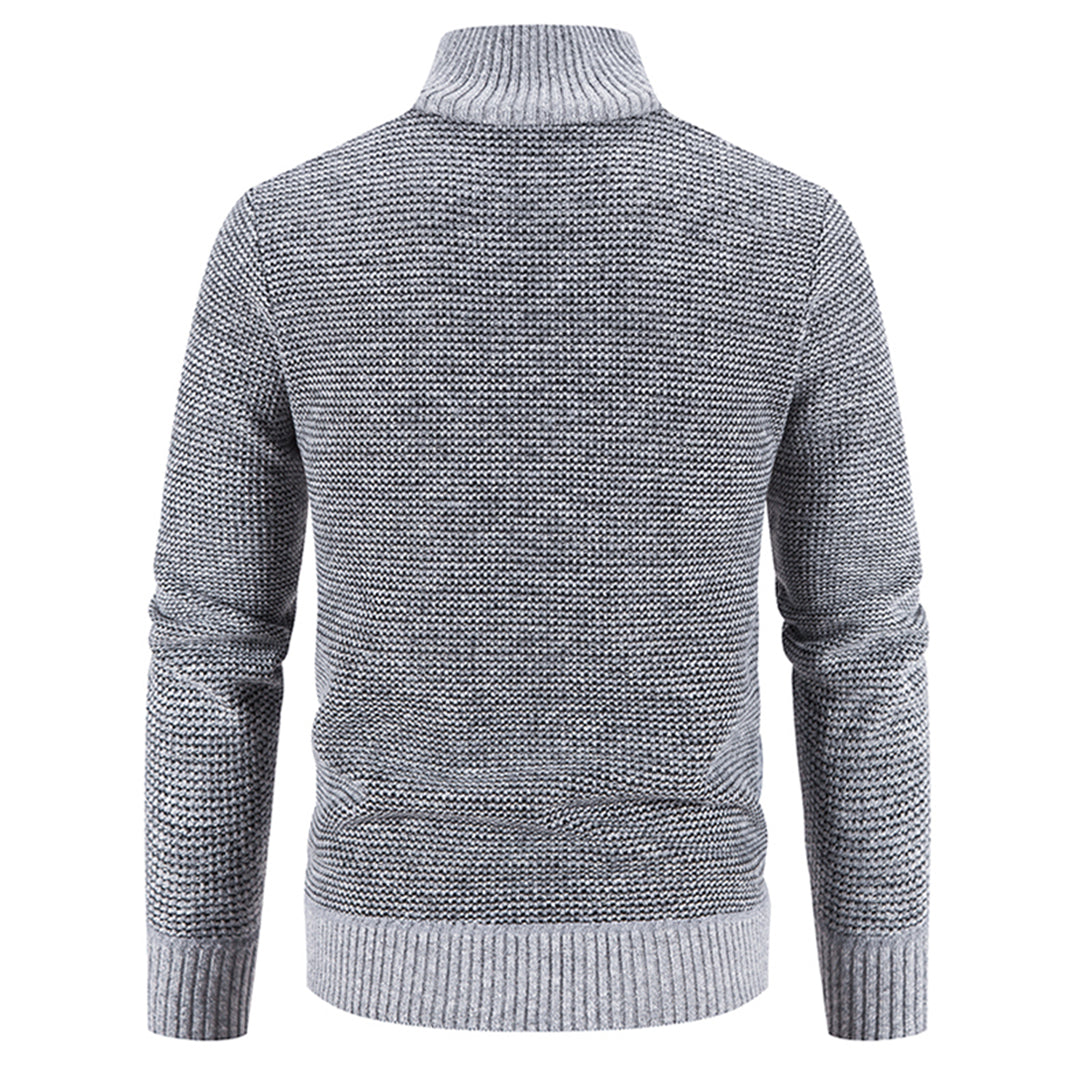Jairoz Men’s Cardigan | Knitted Zip-Up Cardigan with High Collar and Long Sleeves for Autumn