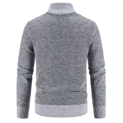 Jairoz Men’s Cardigan | Knitted Zip-Up Cardigan with High Collar and Long Sleeves for Autumn