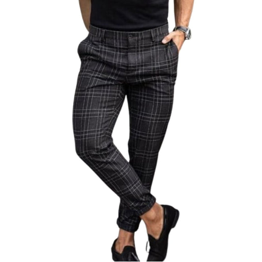 Killian Trousers | Men's Autumn Slim Fit Plaid Ankle-Length Pants