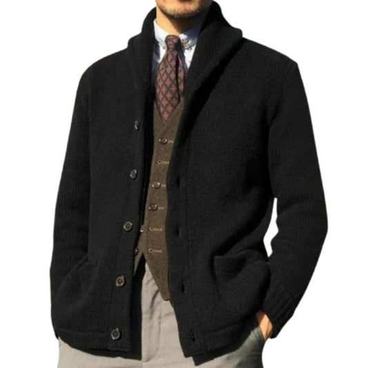 Matthias Men’s Cardigan | Wool-Blend Shawl Collar for Autumn