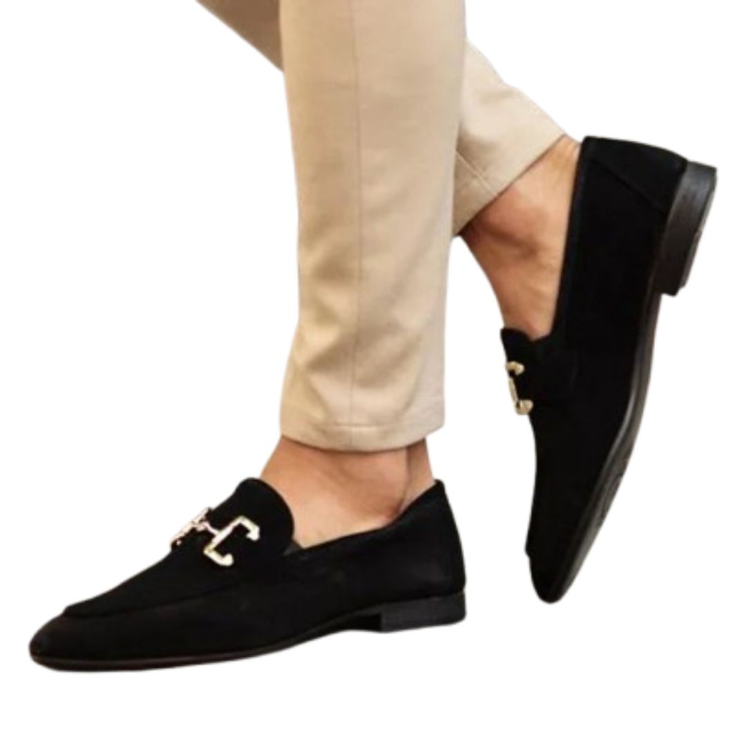 Kareem Men’s Shoes | Suede Slip-On Loafers with Horsebit Metal Detail and Flat Sole for Autumn