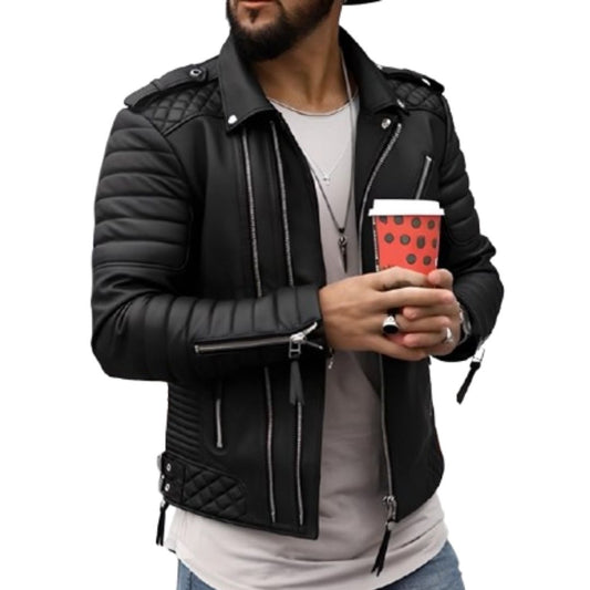 Karel Leather Jacket | Men's Autumn Slim Fit Biker Jacket