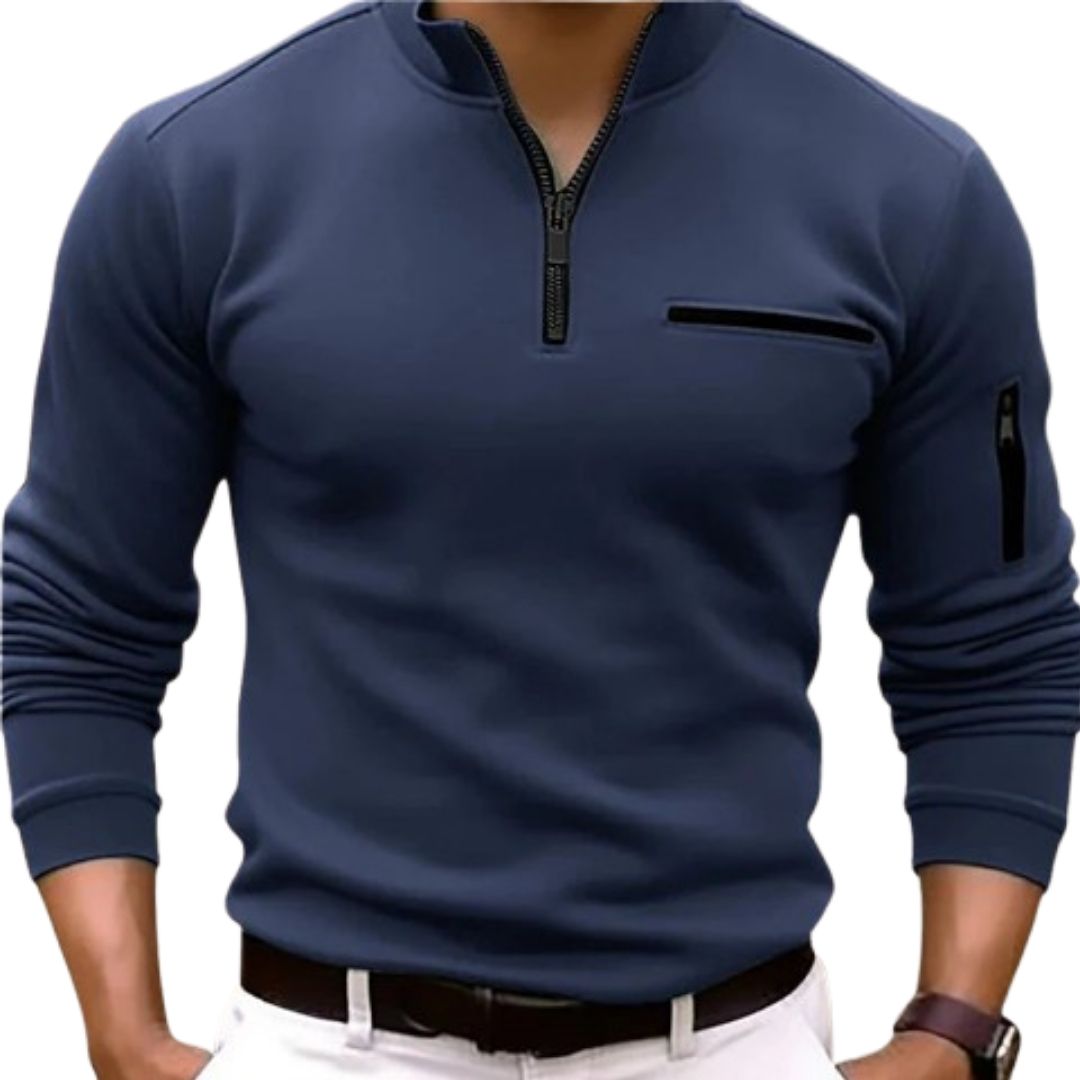 Ephron Zip-Up Polo | Men's Modern Casual Classic - Lanvu London
