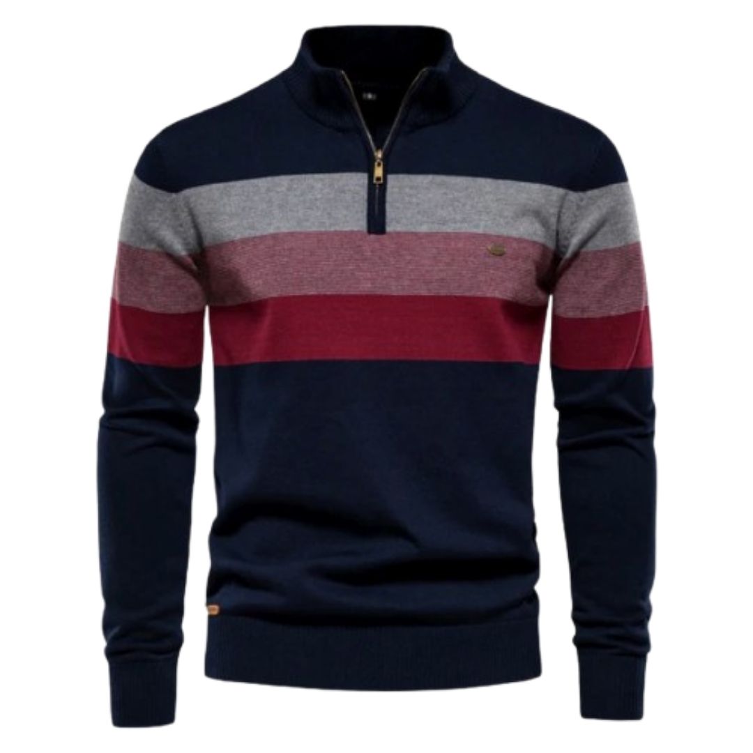 Axel Sweater | Men's Striped Slim-Fit Knit Pullover - Lanvu London