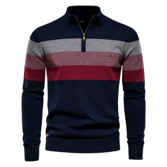 Axel Sweater | Men's Striped Slim-Fit Knit Pullover - Lanvu London
