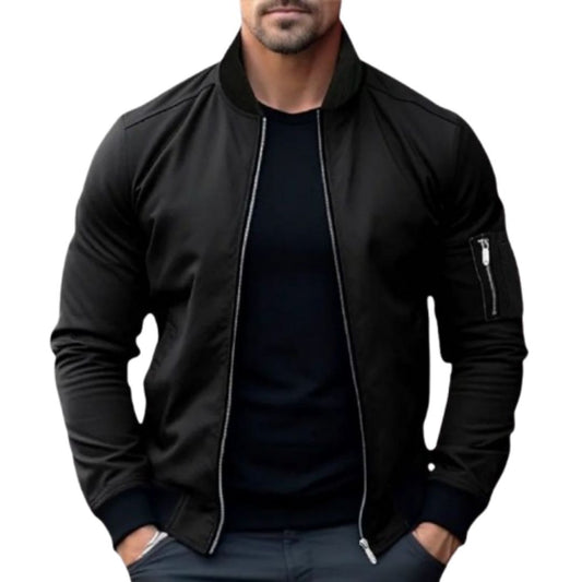 Alexander Bomber Jacket | Men's Ribbed Collar Zip-Up Bomber