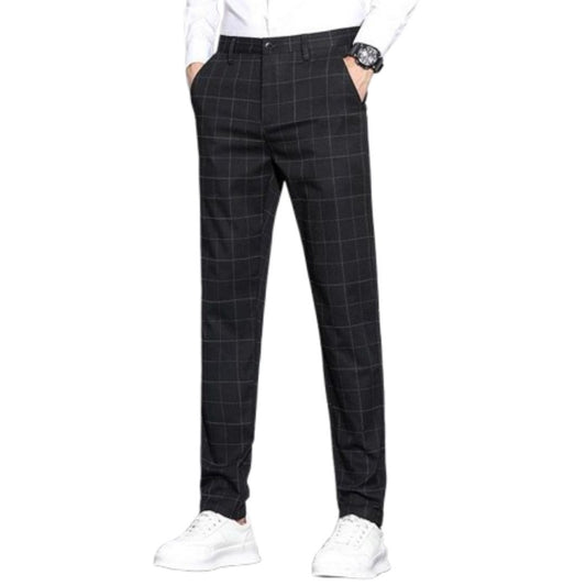 Kai Men’s Trousers | Slim Fit Checked Straight-Leg Trousers for Autumn