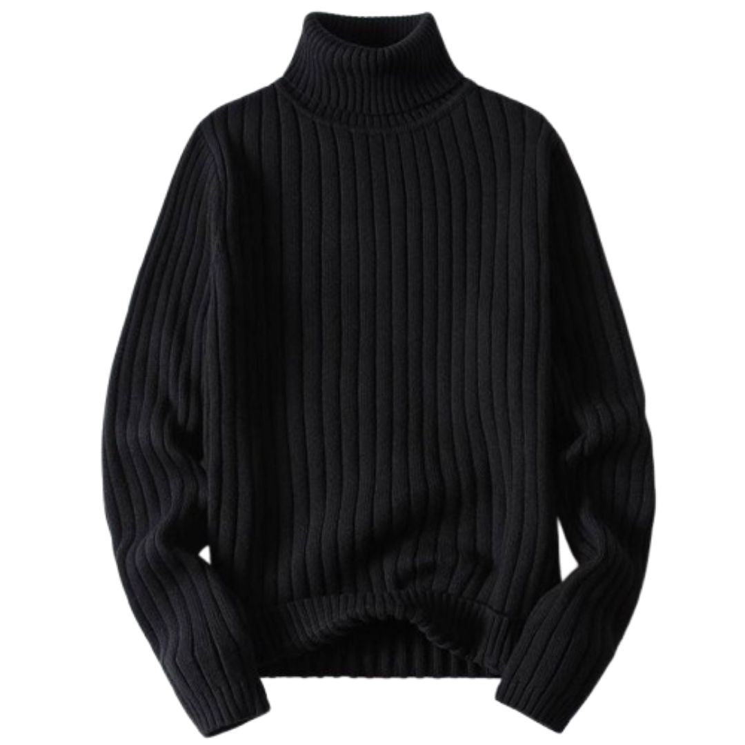 Javen Men’s Sweater | Wool-Blend Turtleneck Sweater with Long Sleeves and Ribbed Hem for Autumn