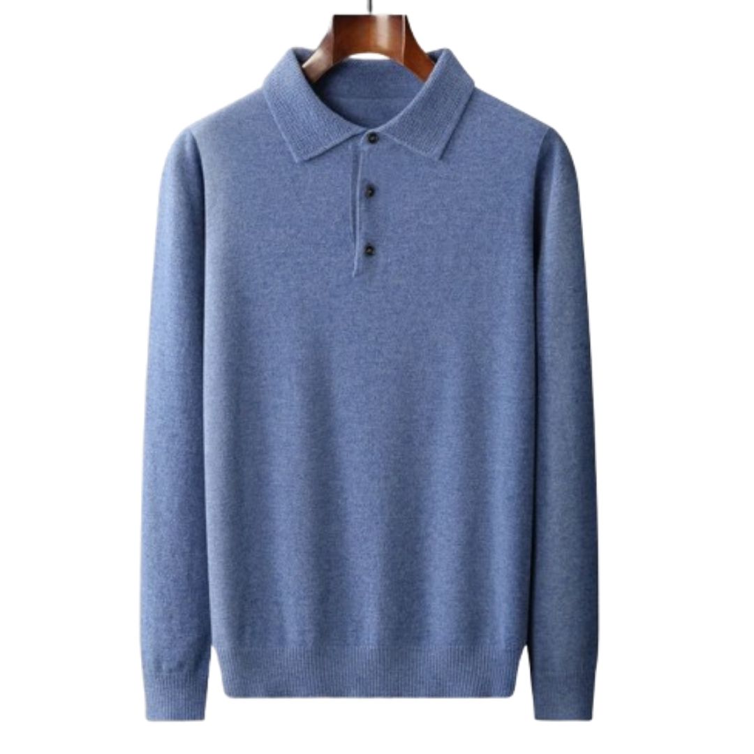 Jace Men’s Sweater | Knitted Polo Sweater with Collar and Button Placket for Autumn