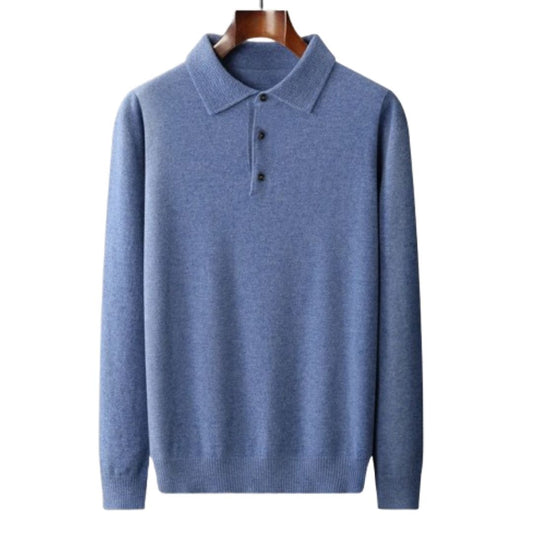 Jace Men’s Sweater | Knitted Polo Sweater with Collar and Button Placket for Autumn
