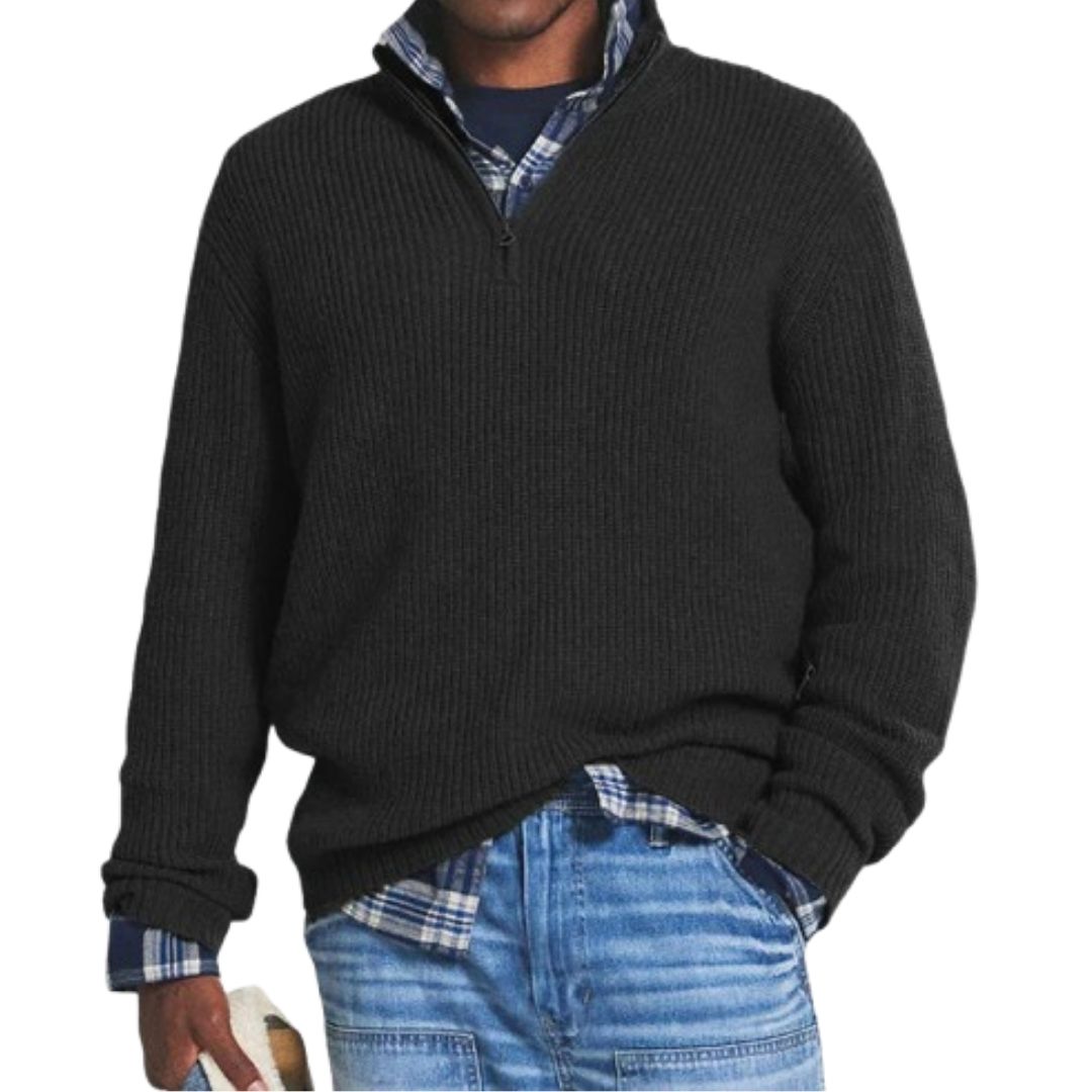 Jahmir Men’s Jumper | Ribbed Half-Zip Knitted Jumper for Autumn