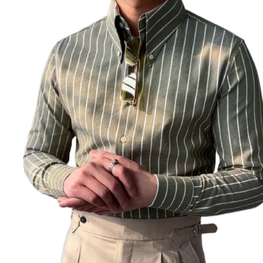 Khalid Shirt | Men's Autumn Slim Fit Retro Italian Striped Shirt
