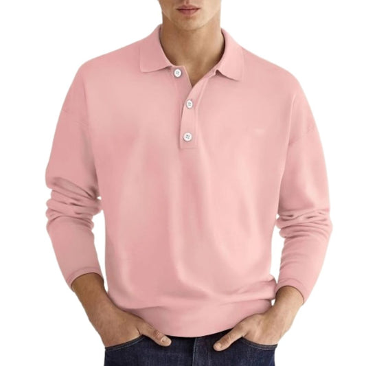 Jannick Men’s Polo Shirt | Long Sleeve Polo Shirt with Collar and Button Placket for Autumn