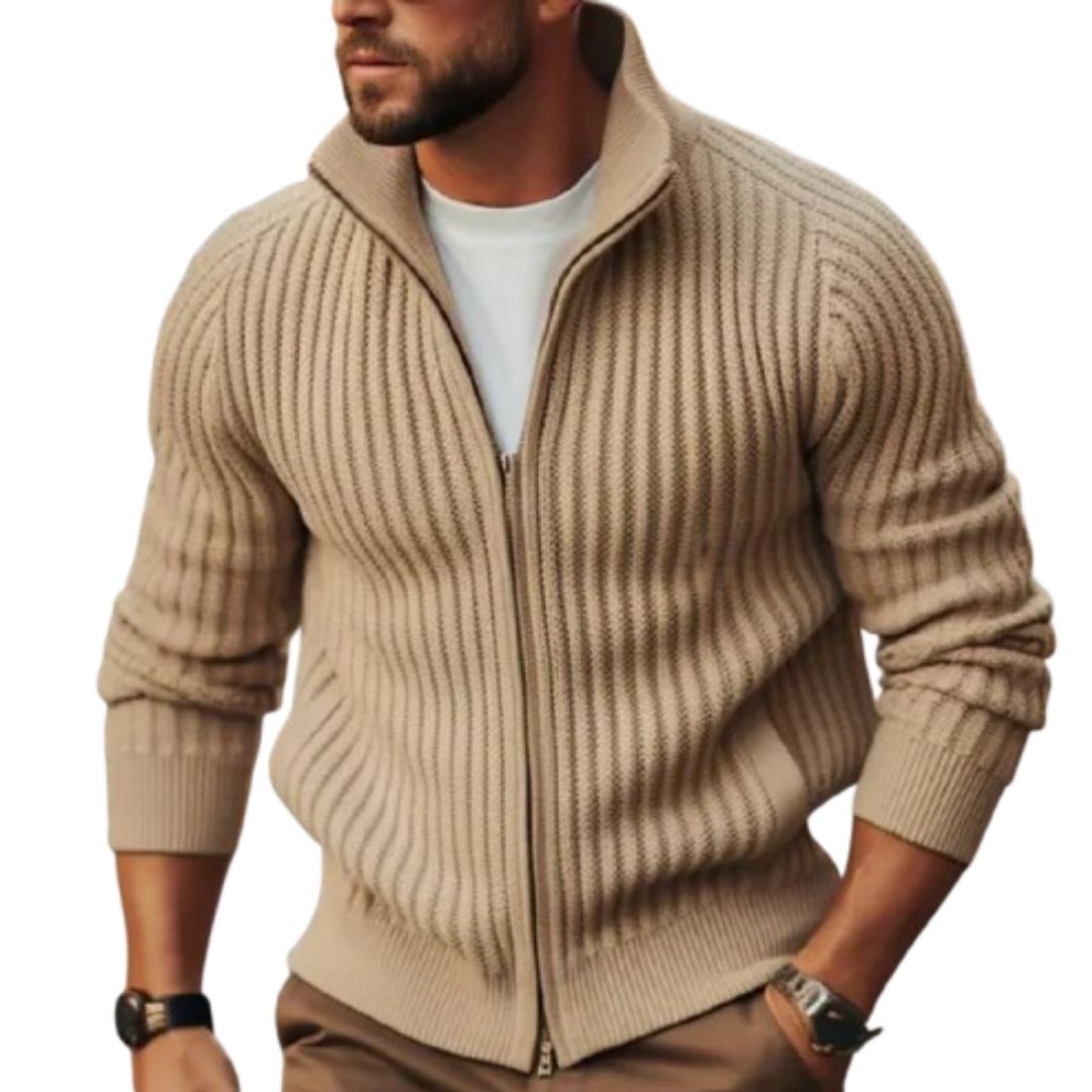 Lennie Men’s Jumper | Ribbed Zip-Up Sweater for Autumn