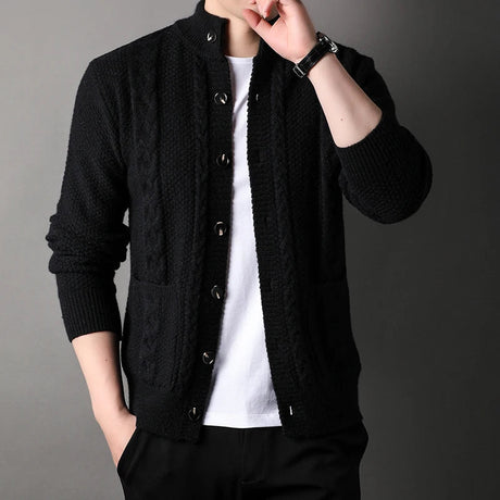 Aaron Knitted Cardigan | Men's Thick Knit Cardigan Jacket - LANVU LONDON