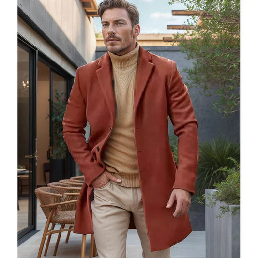 Langford Men’s Coat | Knee-Length Overcoat for Autumn