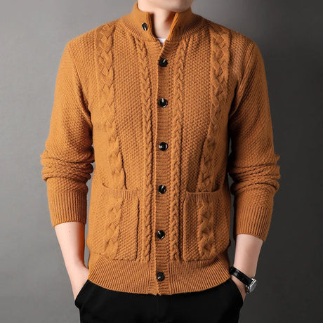 Aaron Knitted Cardigan | Men's Thick Knit Cardigan Jacket - LANVU LONDON