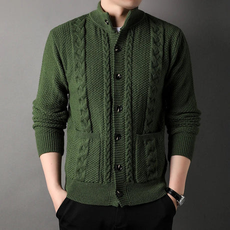 Aaron Knitted Cardigan | Men's Thick Knit Cardigan Jacket - LANVU LONDON