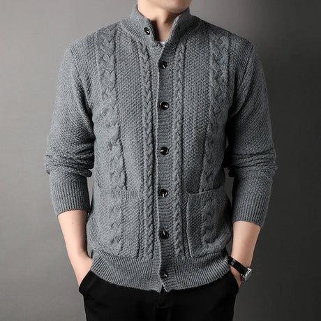 Aaron Knitted Cardigan | Men's Thick Knit Cardigan Jacket - LANVU LONDON