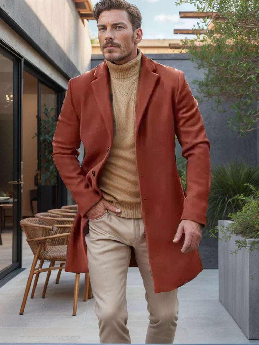 Langford Men’s Coat | Knee-Length Overcoat for Autumn