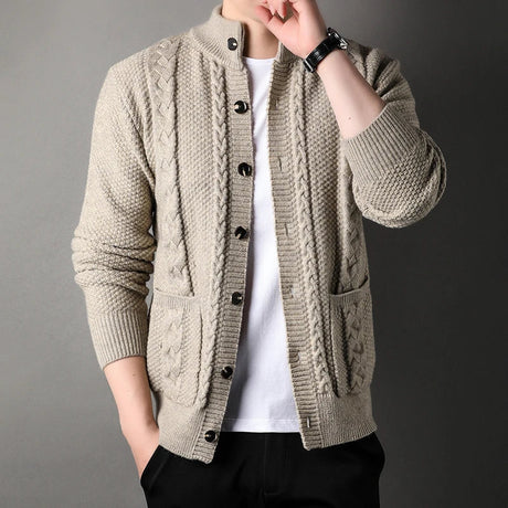 Aaron Knitted Cardigan | Men's Thick Knit Cardigan Jacket - LANVU LONDON