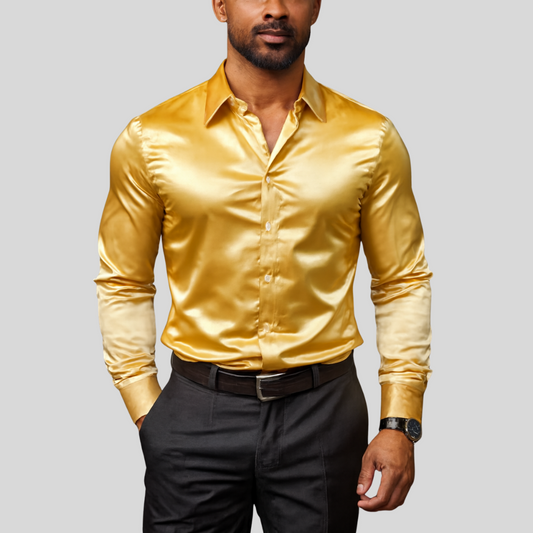 Janis Men’s Shirt | Stretch Cotton Long Sleeve Shirt with Button Front and Classic Collar for Autumn