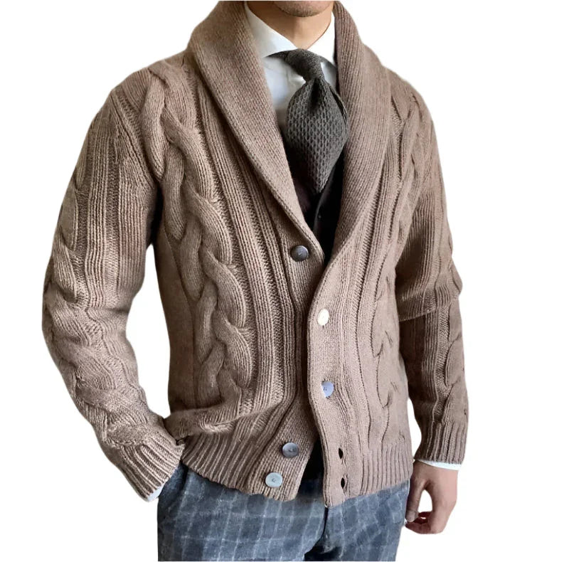 Kalen Men’s Cardigan | Knitted Button-Down Cardigan with V-Neck and Long Sleeves for Autumn