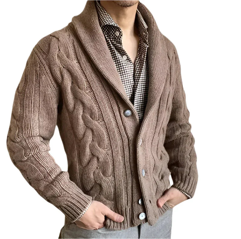 Kalen Men’s Cardigan | Knitted Button-Down Cardigan with V-Neck and Long Sleeves for Autumn