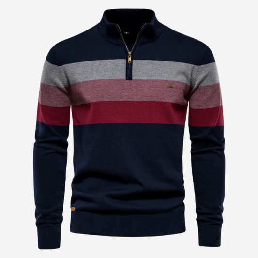 Axel Sweater | Men's Striped Slim-Fit Knit Pullover - LANVU LONDON