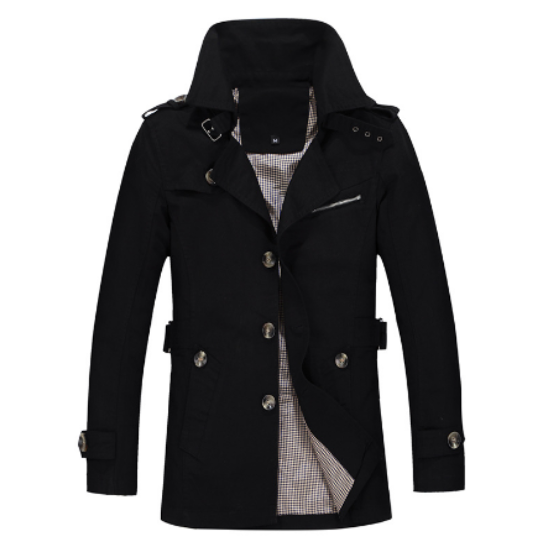 Lemar Men’s Coat | Long Belted Trench Coat for Autumn