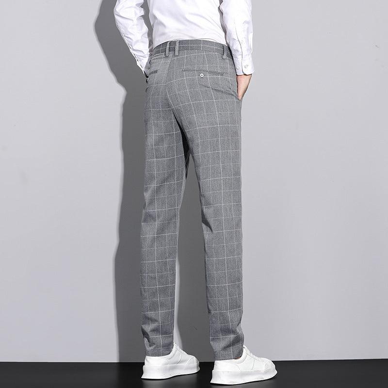 Kai Men’s Trousers | Slim Fit Checked Straight-Leg Trousers for Autumn