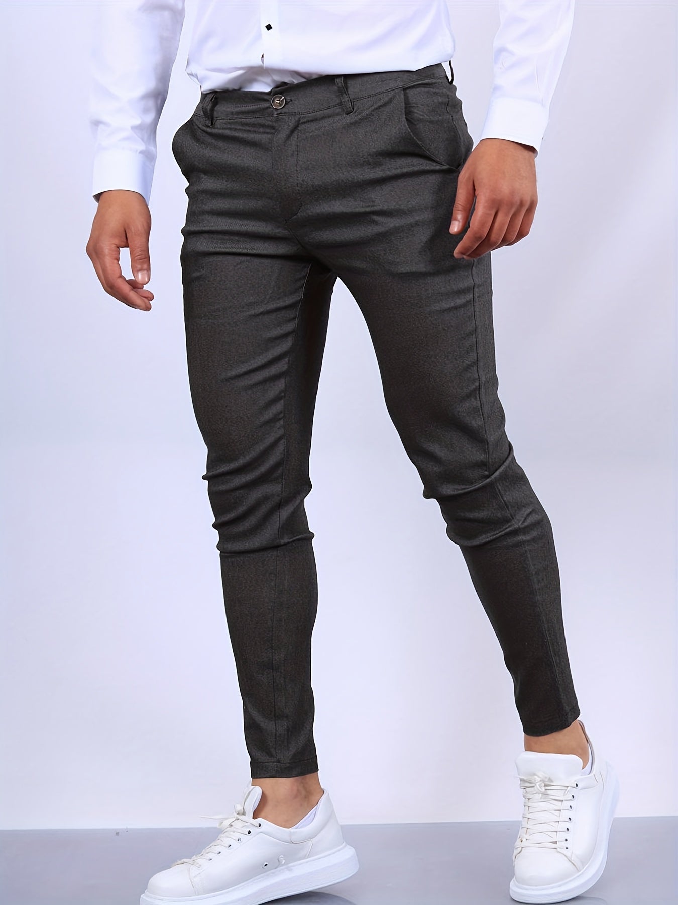 Janoah Men’s Trousers | Stretch Skinny Trousers with Zip Fly, Belt Loops, and Pockets for Autumn