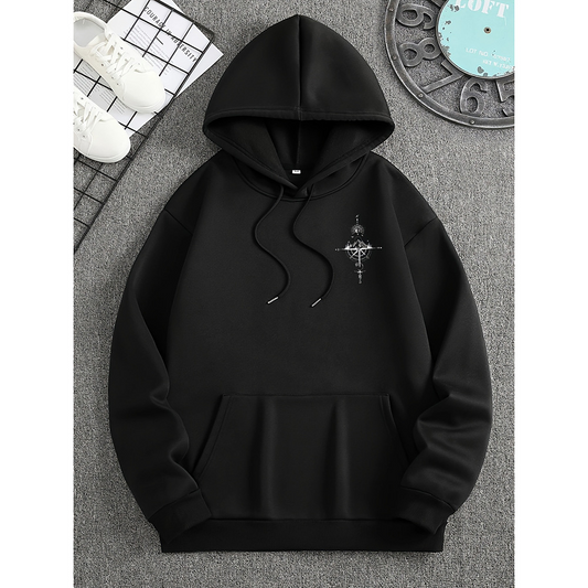 Livingston Men’s Hoodie | Hoodie with Compass Print for Autumn