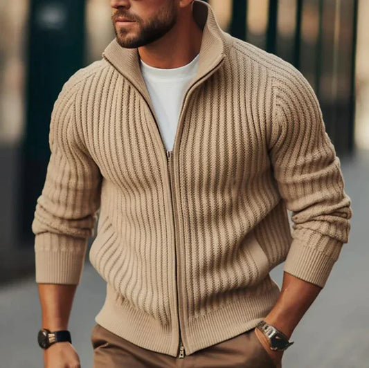 Lennie Men’s Jumper | Ribbed Zip-Up Sweater for Autumn