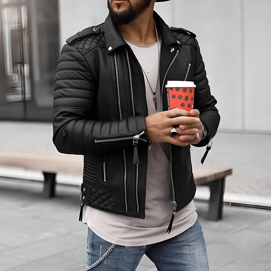 Karel Leather Jacket | Men's Autumn Slim Fit Biker Jacket